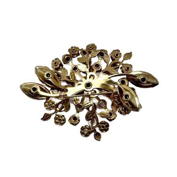 Vintage Brooch Emerald Green Rhinestones - Picture 2 of 4